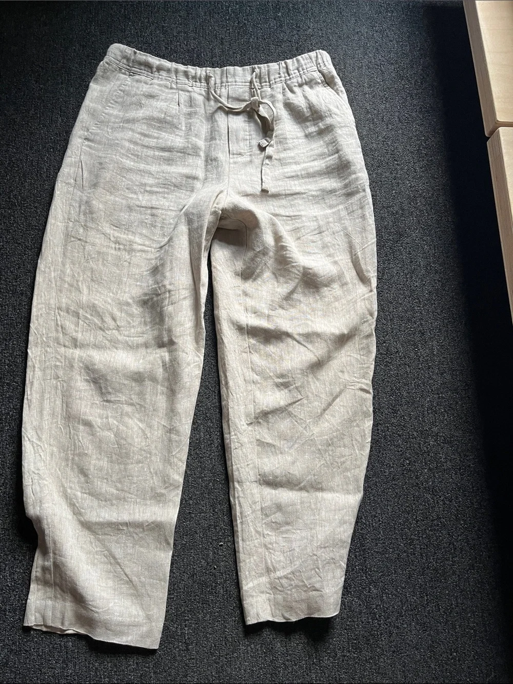 Zara Beige Linen Drawstring Chinos